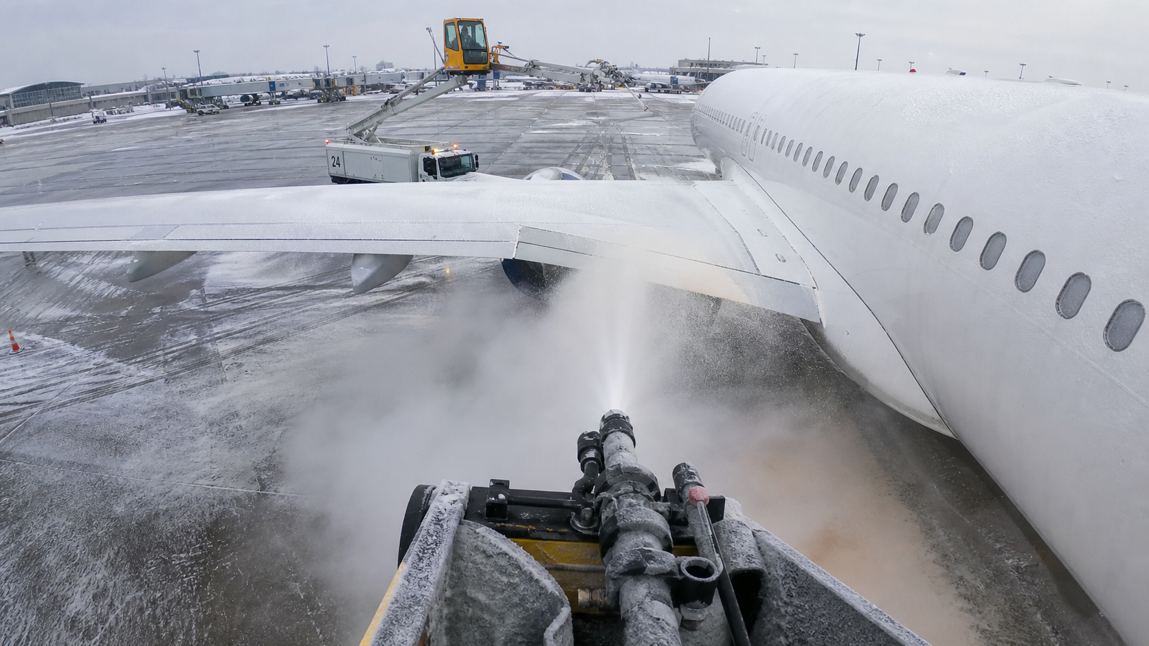 Deicing equipment in action